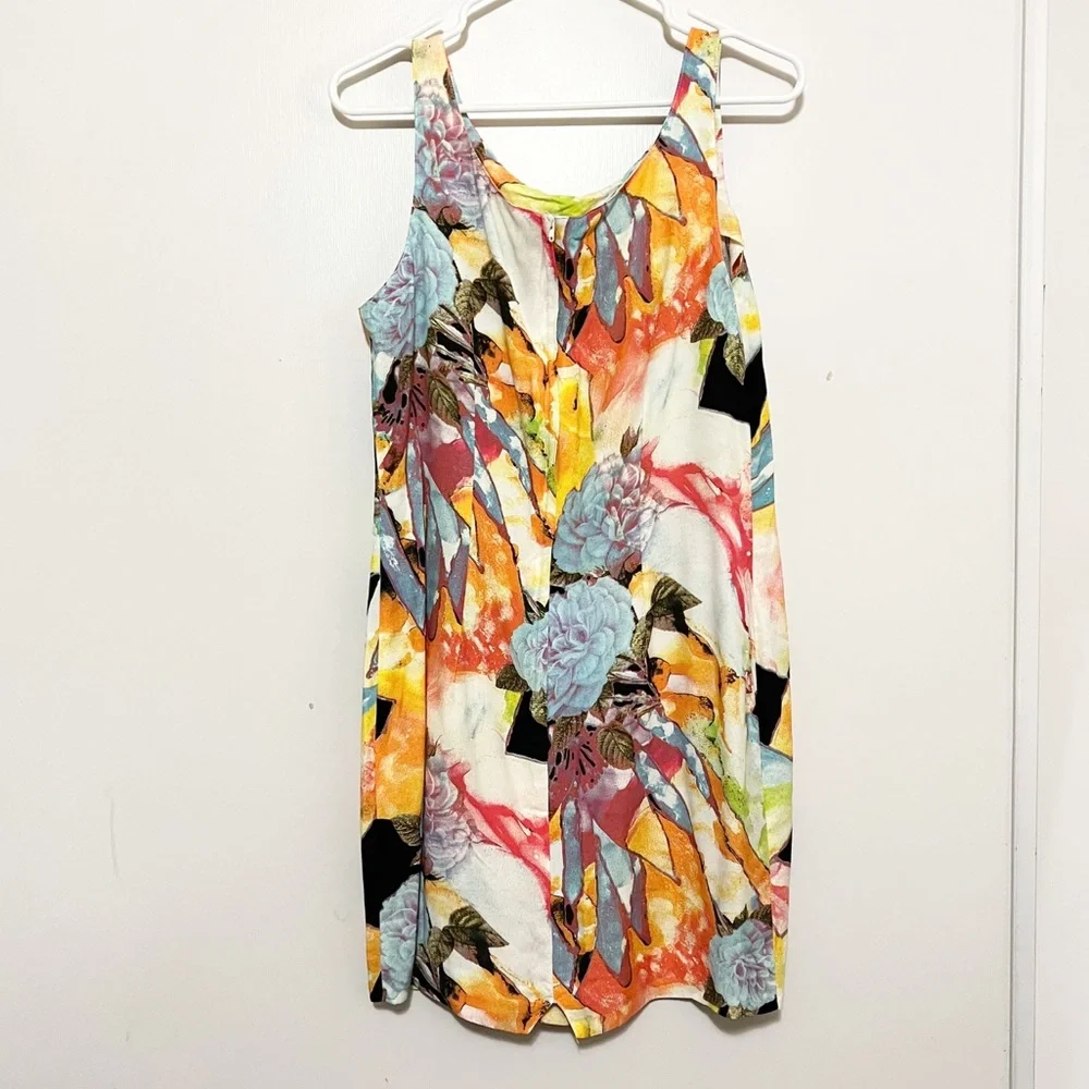 Vintage Crystal Floral Abstract 90s Sleeveless Dress M - Picture 2 of 10